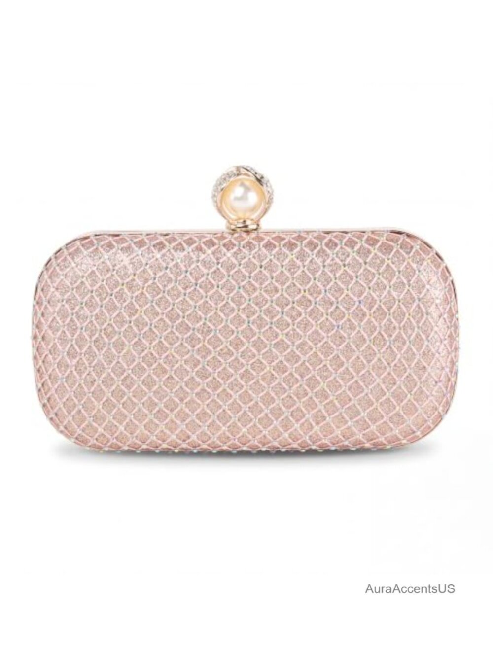 Glitter PU Rhinestone Clutch with Detachable Chain Strap